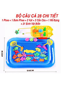 Đồ Chơi Câu Cá Cho Bé Nam Châm 28 Chi Tiết Có Bể Phao Tặng Kèm Đồ Bơm Tay - Bộ Câu Cá Cho Bé Trò Chơi Giải Trí