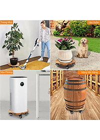 Đế Kê Chậu Cây Có Bánh Xe ANKAN, R30cm Làm Giá Đỡ Kệ Hoa Cây Cảnh, Màu Vàng Nắng, Chịu Tải 150Kg