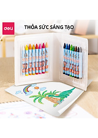 Bút sáp màu Colorkids Deli - Hộp màu sáp 10 màu, tăng kích thước bút, không độc hại, tô màu cho bé
