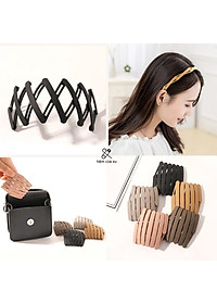 Băng đô nhựa dẻo gấp gọn bỏ túi, bờm cài tóc co giãn tiện lợi - tiemcuaxu