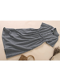 Đầm suông kẻ sọc cổ sơ mi Linen kèm đai thắt eo, chất vải linen tự nhiên, thời trang phong cách Hàn Da73