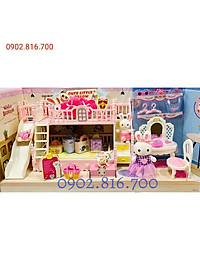 Hộp đồ chơi ngôi nhà búp bê - ngôi nhà của thỏ - phòng ngủ - bàn trang điểm