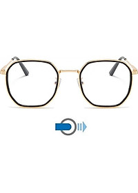 Kính Chống Ánh Sáng Xanh, Chống Xước, Chống Tia UV400, Chống Lóa, Chống Mỏi Mắt Khi Dùng Điện Thoại, Máy Tính Làm Việc Không Độ Mắt Vuông Gọng Vàng Đen - BLUE LIGHT SHOP