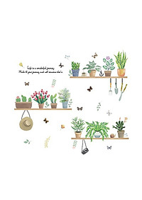 Decal giấy dán tường kệ xương rồng  XL7249