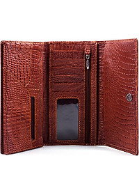 Ví nữ da bò vân cá sấu nhỏ 3 gấp nhiều màu Huy Hoàng HT3105-06-07