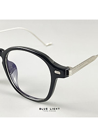 Gọng Kính Cận, Kính Giả Cận Mắt Vuông Nhỏ Đen, Trong Suốt Càng Kim Loại Cao Cấp - B LUE LIGHT