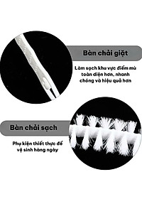 Bàn Chải Vệ Sinh Máy Giặt Tay Cầm Dài Bằng Nhựa Có Thể Gập Lại Đa Năng (Trắng)