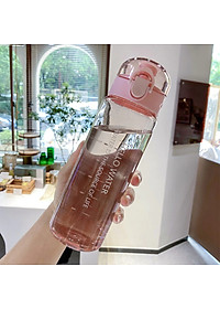 Bình Đựng Nước Nhựa Trong Thể Thao HELLO WATER Cute Dễ Thương 780ml Có Vạch Chia Và Quai Xách 