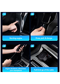 Tẩu sạc dùng trên ô tô tích hợp cáp Type C và iP Cable 60W Baseus Enjoyment Pro Car Charger - Hàng chính hãng