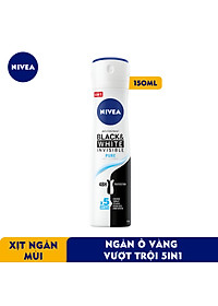 Xịt Ngăn Mùi NIVEA Black & White Ngăn Vệt Ố Vàng Vượt Trội 5in1 (150ml) - 82230