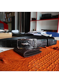 Thắt Lưng Nam Da Cá Sấu Thật KEM Leather [HÀNG CAO CẤP] Dây Nịt Da Cá Sấu Thật Dây Liền Nguyên Con Phần Da Bụng Trơn Màu Đen Cao Cấp KEMTL01 Bảo Hành Chính Hãng 24 Tháng