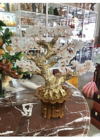 Cây Tài Lộc phong thủy đá thạch anh trắng - Cao 45 cm