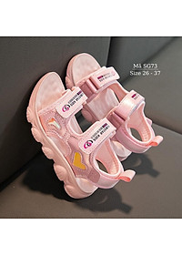 Giày sandal bé gái đi học dép quai hậu trẻ em nữ 3 - 12 tuổi màu hồng trái tim công chúa mang êm bền dễ thương SG73