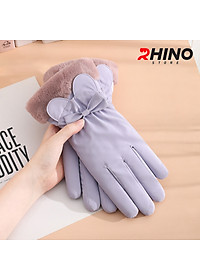 Găng tay Nữ giữ ấm lót lông cừu, chống gió Rhino G9022 cảm ứng điện thoại, đi xe máy