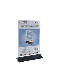 Kệ mica 2 mặt Enter E23 210x300mm đế màu A4 đứng, Kệ menu nhà hàng, Standee mica để bàn, Bảng quét mã QR Code