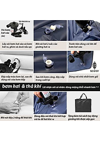 Đệm Hơi Ô Tô , Nệm Hơi Ô Tô Chân Liền Tặng Kèm 2 Gối hơi, 1 Bơm điện  Nêm Chất Liệu Vải Nhung Dù Màu Ghi Có Thể Gấp Gọn, Dành Cho Nhiều Dòng Xe 