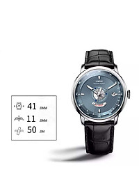 Đồng hồ nam chính hãng LOBINNI L18087-2 hàng mới fullbox hãng ,máy cơ kính sapphire chống nước đầy đủ,mặt tròn xanh dây da đen xịn
