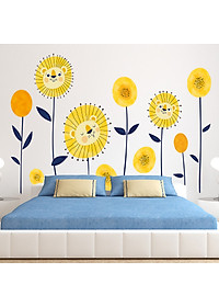 Decal dán tường hoa mặt trời hoạt hình ZOOYOO XH-9292