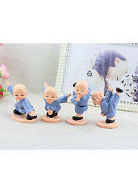 Combo 4 Tượng Chú Tiểu Đánh Võ Dễ Thương Trang Trí Xe Hơi, Bàn Làm Việc, Bonsai PaKaSa