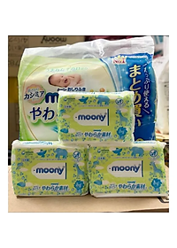 Combo 10 Gói Khăn ướt, khăn giấy ướt Moony Không Mùi 99% Nước Tinh Khiết Nội Địa Nhật (76 tờ/gói)