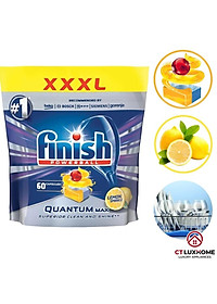 Viên rửa chén bát Finish Quantum Max 60 viên hương chanh 