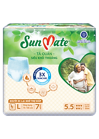 Combo 2 Gói Tã Quần Người Lớn Sunmate Khô Thoáng L7 (7 Miếng/ Gói)