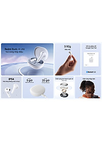 Tai nghe không dây Xiaomi Redmi Buds 4 Lite - Hàng chính hãng - Tai nghe bluetooth Xiaomi Redmi Buds 4 Lite kết nối khoảng cách 10M