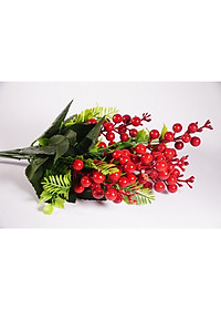 Hoa giả đẹp trang trí nhà cửa chùm Cherry đỏ hạnh phúc nhiều màu - Cao 40cm bụi 7 cành