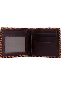 Ví nam da bò Huy Hoàng đan viền màu nâu HT2136