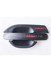 Bộ ốp tay nắm, hõm cửa xe Ford Ranger - nhựa ABS đen