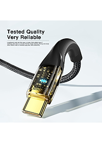 Dây cáp sạc type-C sạc nhanh 100W chuẩn PD 3.0 USB C to Type C hiệu HOTCASE ESSAGER Transparent Data Cable - trang bị đèn LED, Sạc nhanh QC 4.0 và PD 3.0, Chip sạc thông minh, truyền tải dữ liệu cao 480Mbps - Hàng nhập khẩu