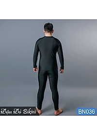 Đồ bơi nam cỡ đại đến 130kg, quần áo tắm big size cho người béo mập, áo dài tay khoá kéo & quần dài chống nắng, chất thun bơi lạnh Hàn co giãn đa chiều | BN036