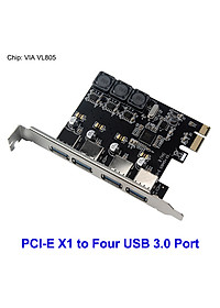 Four Ports USB 3.0 Super Fast 5Gbps PCI-E Expansion Card PCI Express Adapter Converter Card 6A Power Supply Module For - Black
