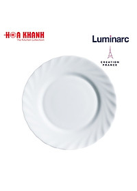 Đĩa Thủy Tinh Luminarc Diwali Trianon Trắng 20cm đựng thức ăn, kháng vỡ, cường lực - Bộ 3 đĩa - N3647