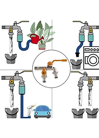 Vòi nước Faucet tăng áp bằng hợp kim vòi nước 2 đầu ra thông minh kèm 2 đầu nối ống