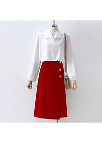 Yếm Váy Nữ New Design Thiết Kế Váy Xẻ Đùi Dài Qua Gối Thanh Lịch CV0041