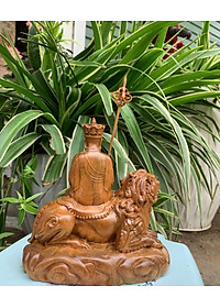 Tượng phật địa tạng vương bồ tát bằng gỗ bách xanh thơm nức kt cao 15×14×8.5cm