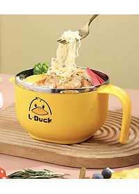 Ca Ăn Mì , Ca Đựng Cháo Giữ Nhiệt, Tô khuấy Bột Ăn Dặm Cho Bé Hình Vịt Vàng Đáng Yêu - Chính Hãng 