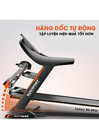 [Miễn phí lắp đặt] Máy chạy bộ KINGSPORT KS-2035 đa năng, thao tác phím cảm ứng, thiết kế sang trọng cứng cáp, kèm đai massage và thanh gập bụng, cân nặng phù hợp từ dưới 90-95kg