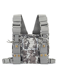 Camouflage Holster Vest Rig Pocket Radio Harness Chest Pack Pouch Walkie Nylon