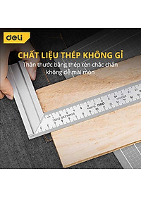 Thước Vuông Góc Kim Loại Deli Kích Thước 200mm - Sử Dụng Đo Đạc Trong Xây Dựng, Sửa Chữa Nhà Cửa - DL4034