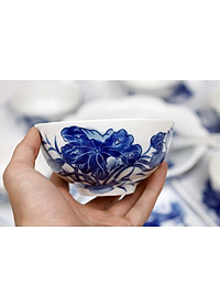 Bộ đồ ăn hoa mặt trời Bát Tràng men khử - Khử chì và kim loại nặng - Hoa sen