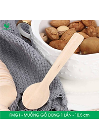 FMG1 - Combo 100 Muỗng gỗ ngắn 10.5 cm dùng 1 lần - Thìa gỗ ngắn dùng 1 lần tiện lợi thân thiện môi trường