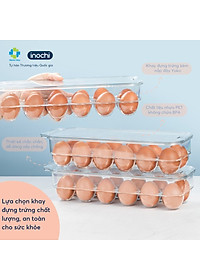 Khay Đựng Trứng Gà , Vịt Trong Suốt YoKo 12 Quả Có Nắp Đậy Tặng Kèm Khăn Lau Đa Năng PaKaSa - Hàng Chính Hãng INOCHI