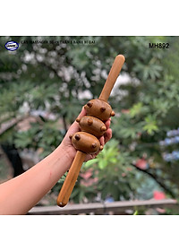 Cây lăn Massage toàn thân 3 bánh bi gai bằng gỗ Bách Xanh thơm (MH892) chăm sóc sức khỏe - giảm căng thẳng mệt mỏi