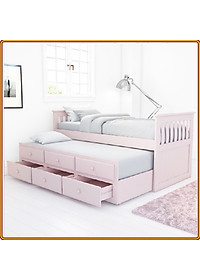 Giường 2 tầng Tundo kèm ngăn kéo tiện dụng màu hồng