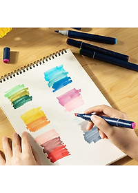 Bút Màu Marker Chuyên Nghiệp Hai Đầu Kèm Túi Vải Và Đế Họa Cụ Vẽ Tranh Cao Cấp Finenolo Deli - Phù Hợp Tô Màu Vẽ Tranh Manga Anime - EC184