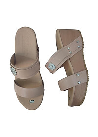 Dép Nữ Quai Ngang Đế Xuồng HÀ NAM Da Bò Thời Trang Cao Cấp 7cm DNU2125