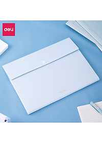Cặp đựng tài liệu A4 Deli - 8 ngăn phân trang - file lưu trữ tài liệu - linfini - Xanh Dương / Trắng - 72456