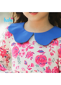 Váy bé gái hoa bèo tay cổ Peter Pan sắc màu Haki HK498